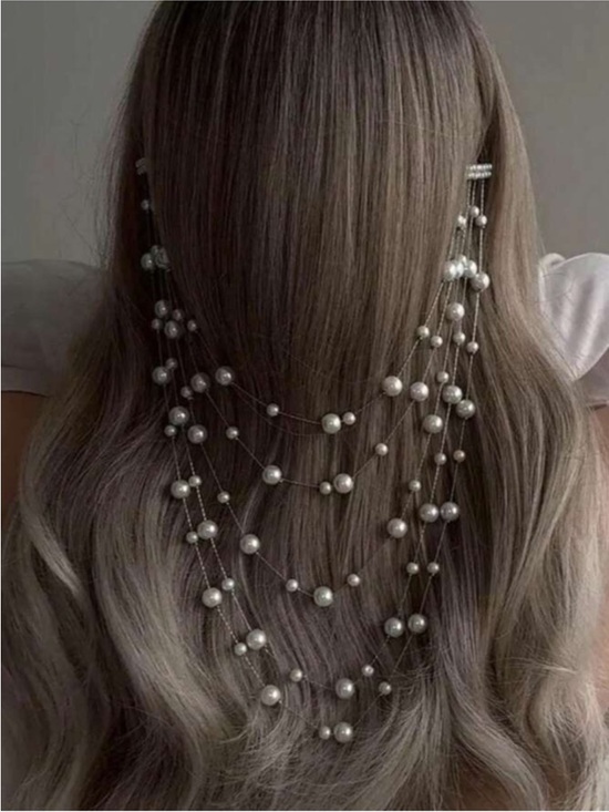 Accessories - Trending! New Silver Pearl Hair Chain Hair Clip Wedding Festival Boho (4002)